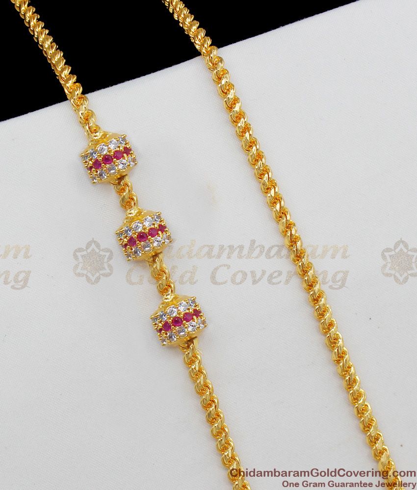 Sparkling Ruby AD White Stone Gold Plated Mopu Thali Saradu Collection MCH372