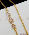 Full White CZ Zircon Stone Gold Plated Side Pendant Thali Chain Collections MCH403