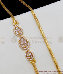 Full White CZ Zircon Stone Gold Plated Side Pendant Thali Chain Collections MCH403 Full White CZ Zircon Stone Gold Plated Side Pendant Thali Chain Collections MCH403