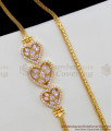 Miracle White AD Stones Heart Model Gold Plated Side Pendant Chain For Fancy Wear MCH405