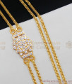 30 Inch Long Full White Stones Gold Impon Double Layer Mugappu Chain For Ladies MCH414-LG