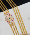 Admiring Butterfly Design Impon Three Line Mugappu Chain With Stones Side Pendant Designs MCH423