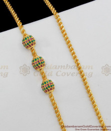 30 Inches Full Ruby Green Stone Three Balls Model Mogappu Thali Chain For Womens MCH430 30 Inches Full Ruby Green Stone Three Balls Model Mogappu Thali Chain For Womens MCH430