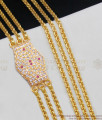 Attractive Handcrafted Triple Line Mopu Thali Chain With Double Color Stones Impon Metal MCH456