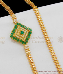 Diamond Shape Emerald White Stone Filled Side Pendant Mopu Thali Chain MCH490  Diamond Shape Emerald White Stone Filled Side Pendant Mopu Thali Chain MCH490