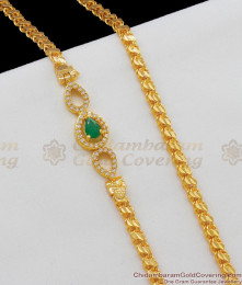 Emerald Single White Stone Mugappu Thali Chain Imitation Jewelry for Daily Wear MCH499 Emerald Single White Stone Mugappu Thali Chain Imitation Jewelry for Daily Wear MCH499