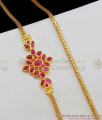 Full Ruby Kemp Stone One Side Dollar Mogappu Side Pendant Gold Chain MCH503