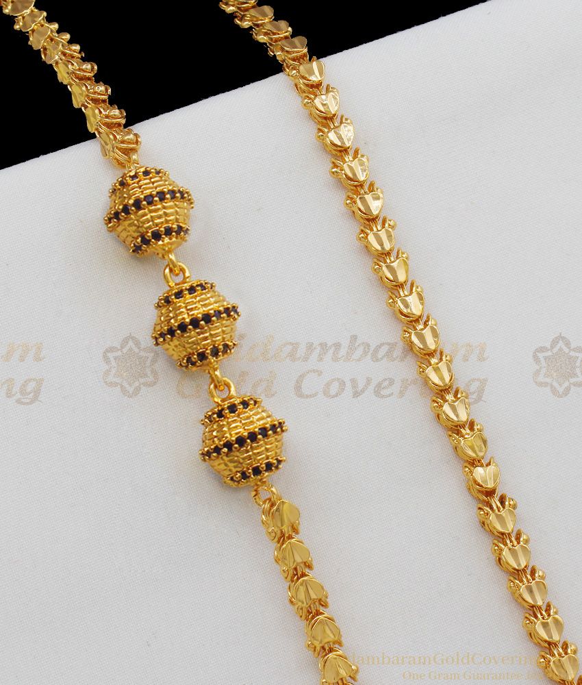 Creative Designer Black Beads Ball Design Mugappu Gold Jewelry For Ladies MCH524