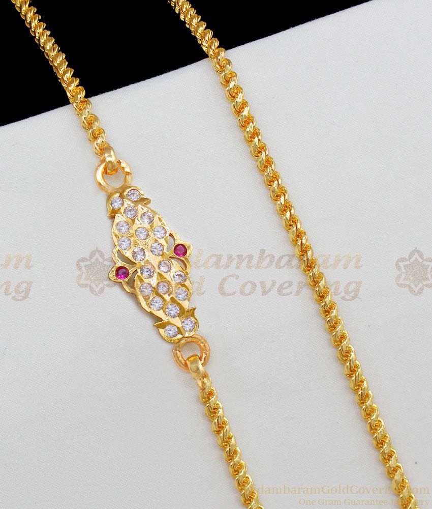 Real Gold Impon Five Metal Mugappu Chain With Gati Stones For Married Womens Online MCH532