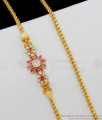 Fancy Flower Design Gold Inspired Kemp Ruby White Stone Side Pendant Chain MCH558