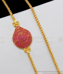 Ruby Stone Gold Mugappu Balls Thali Saradu For Married Womens MCH576