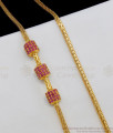 30 Inches Long Three Cylinder Shaped Ruby Stone Mopu Thali Kodi Ladies Jewelry MCH578-LG