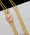 Fantastic Impon Dollar Traditional Two Line Multi Gati Stone Mugappu Chain For Women MCH598