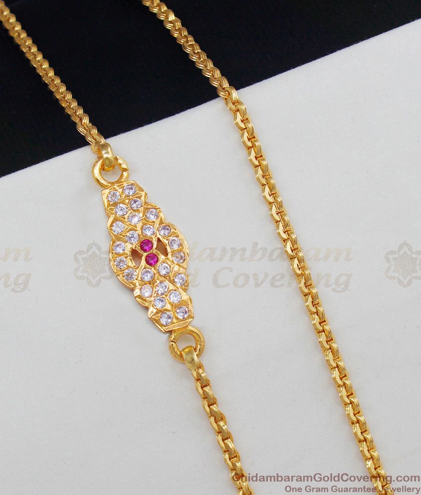 Single Layer Duel Color Stones Impon Gold Mugappu Chain Five Metal Jewelry Collections MCH603