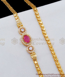 Real Gold Inspired Mopu Side Pendant Chain For Ladies With Ruby And White Crystals MCH608 Real Gold Inspired Mopu Side Pendant Chain For Ladies With Ruby And White Crystals MCH608