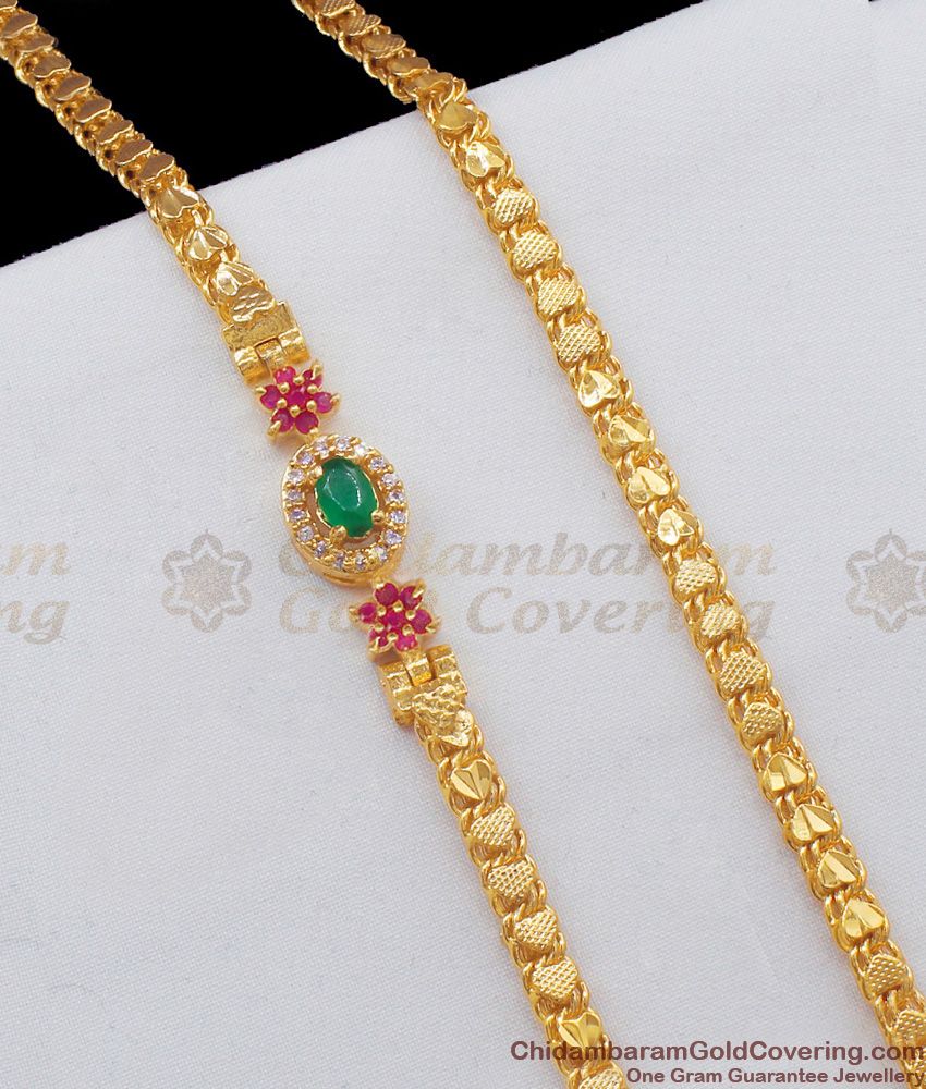 Newly Married Women Gold Plated Side Pendant Chain With Stones For Daily Use MCH611