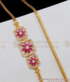 Three Big Flower Mugappu Multi Stone Filled Side Pendant Thali Chain for Daily Use MCH634