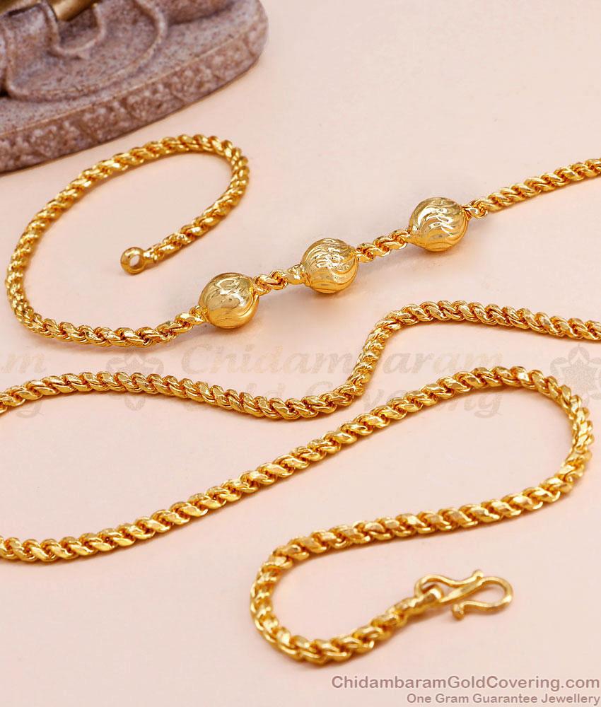 30 Inch Long Gold Plated Regular Wear C Cut Plain Ball Mugappu Thali Kodi New Arrival MCH652-Lg