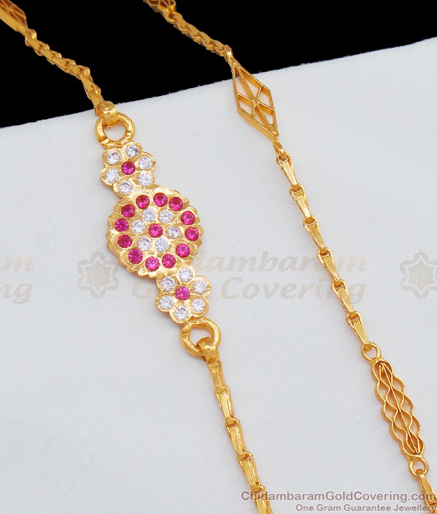 Traditional Single Line Impon Gati Stones Gold Plated Mopu For Ladies MCH655