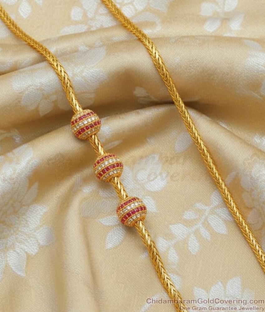 30 Inch Long Traditional AD Stone Mugappu Ball Design Thali Saradu Daily Wear MCH669-Lg