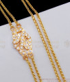  Gold Impon Mugappu Two Line Traditional Design White Stone Side Pendant Chain MCH679