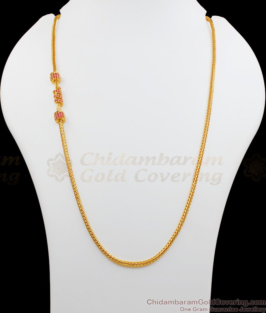 Vibrant Ruby Spiral Gold Mugappu Design Latest Collection Gold Plated Jewelry MCH698