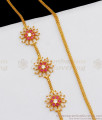 Ruby And White Stone Flower Design Gold Mugappu Thali Chain Gold Plated Jewelry MCH702