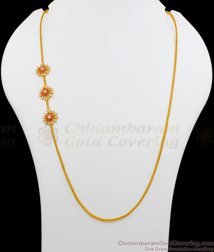 Ruby And White Stone Flower Design Gold 