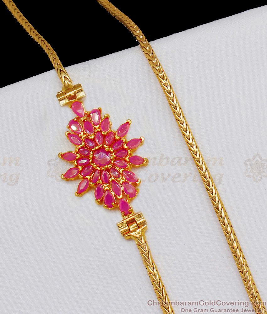 Ruby Stone Gold Mugappu Thali Chain Gold Design Latest Designs Buy Online MCH712