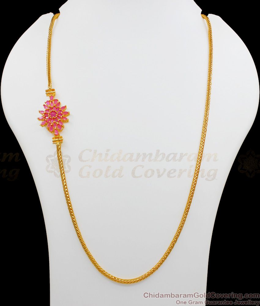 Ruby Stone Gold Mugappu Thali Chain Gold Design Latest Designs Buy Online MCH712