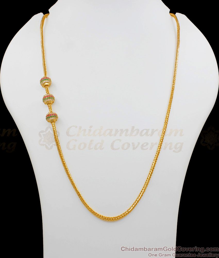 Daily Wear AD Multi Colour Stone Gold Mugappu Ball Design Thali Saradu  MCH717