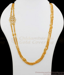 Traditional Gold Impon Mugappu Two Line Chain With White Stone Side Pendant Chain MCH722 Traditional Gold Impon Mugappu Two Line Chain With White Stone Side Pendant Chain MCH722