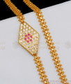 Diamond Shape AD Pink And White Impon Side Pendent With Single Line Gold Mugappu Chain MCH725