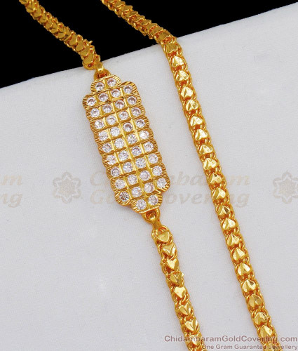 Single Line Gold Mugappu Chain AD 