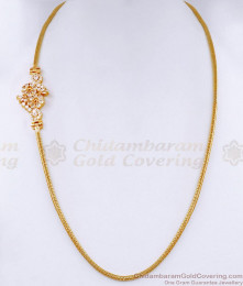 Full White Stone Flower Design Gold Mugappu Side Pendant Chain MCH774