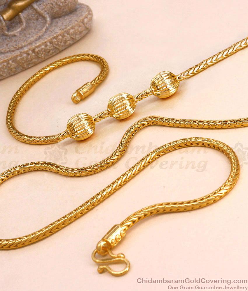 Three Plain Gold Mugappu Ball Thali Saradu For Married Women MCH779