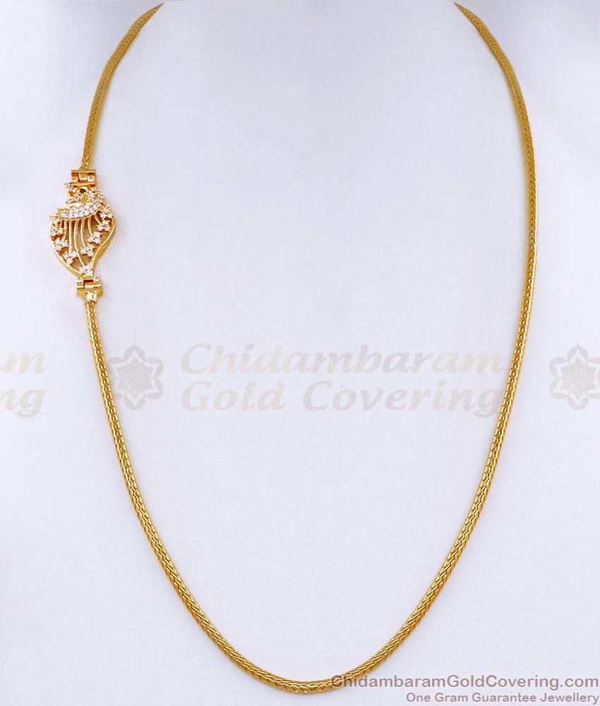  White Stone Peacock Gold Mugappu Chain For Married Womens MCH832