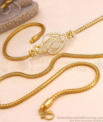 New Arrival White Stone Peacock Gold Mugappu Chain MCH855