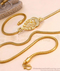 Stylish AD White Stone Gold Mugappu Chain MCH871