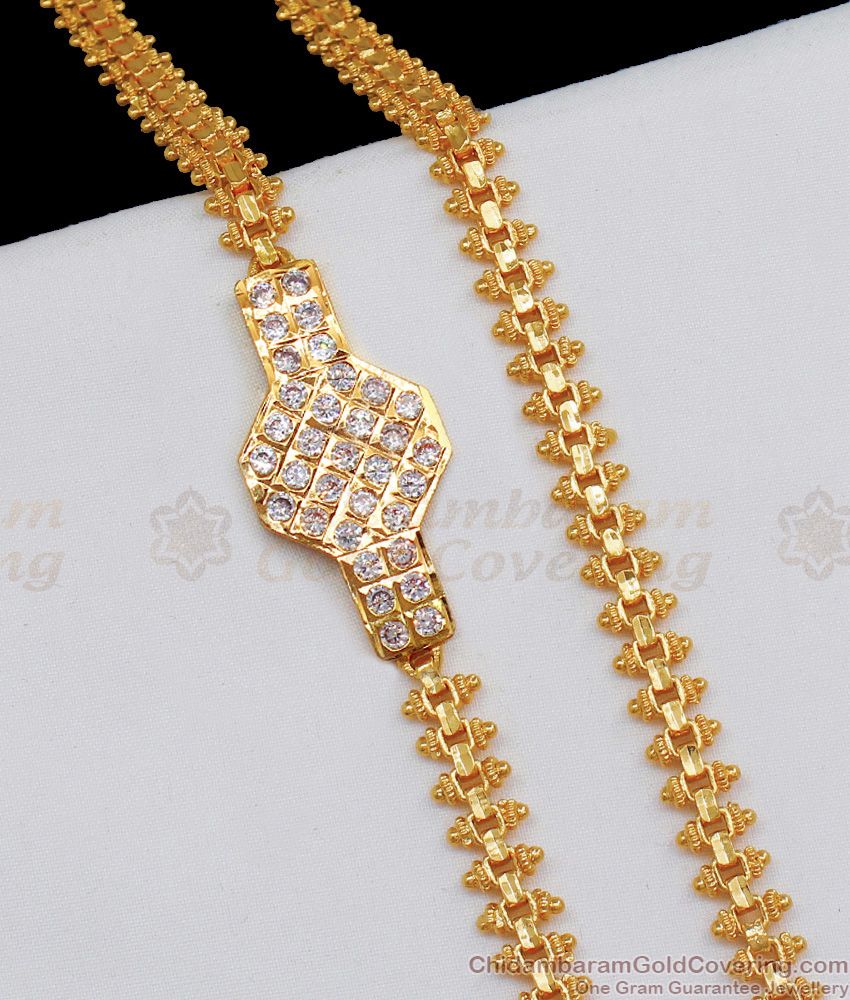 New Arrival Sparkling White Stone Impon Mugappu Chain For Married Women MCH800