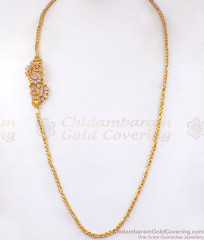 Glittering Diamond Stone Side Pendant Gold Chain MCH1005 Glittering Diamond Stone Side Pendant Gold Chain MCH1005