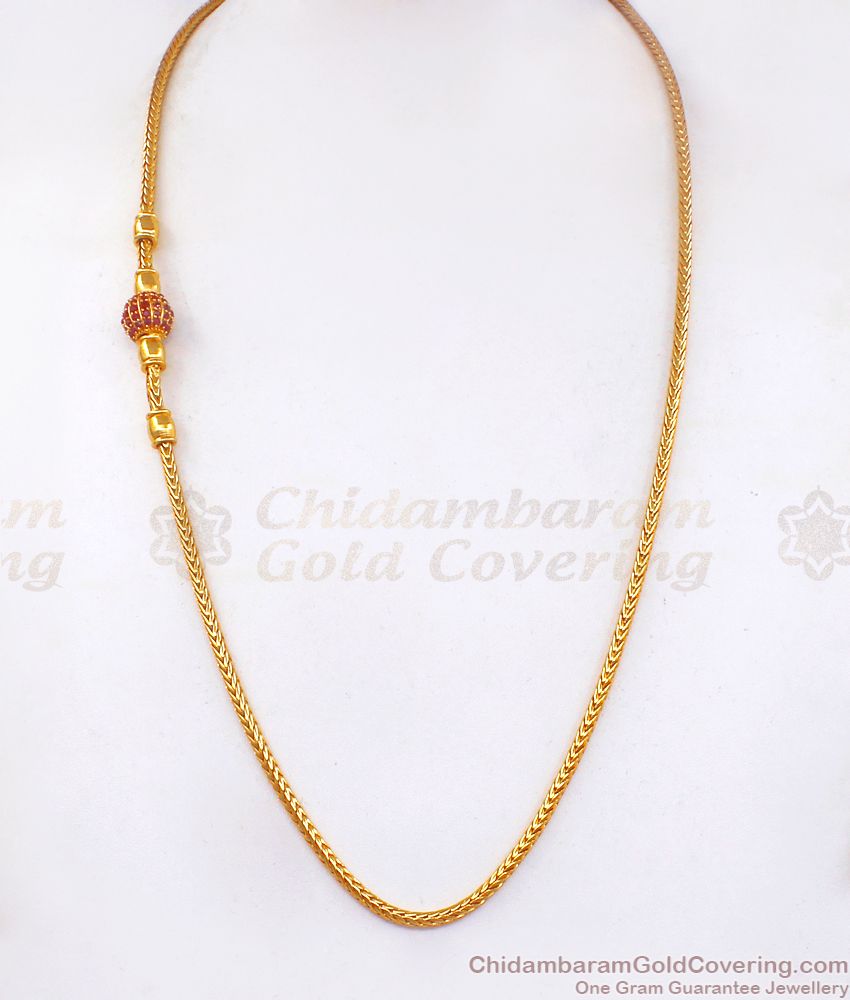 Gorgeous Ruby Stone Ball Thali Mugappu Chain Imitation Jewelry MCH1008