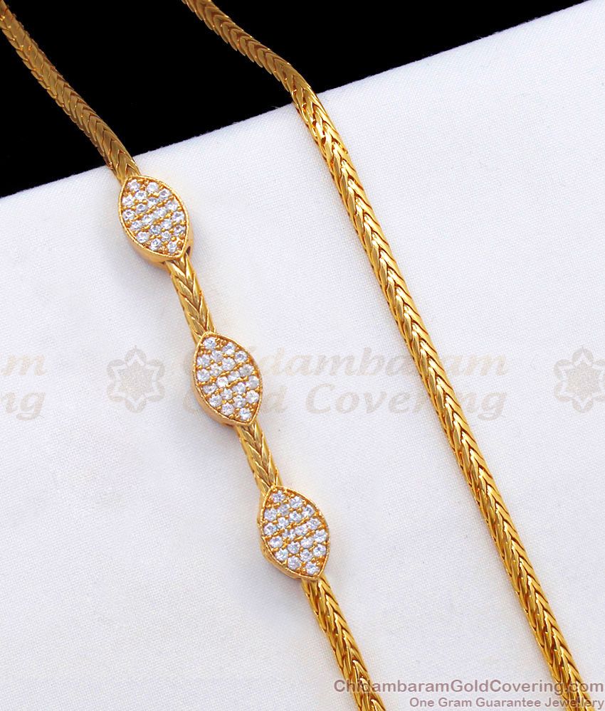 Trendy Double Color Side Pendant Gold Chain Shop Online MCH1010