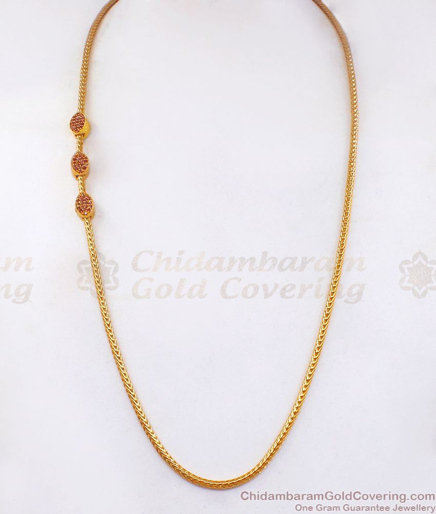 Trendy Double Color Side Pendant Gold Chain Shop Online MCH1010