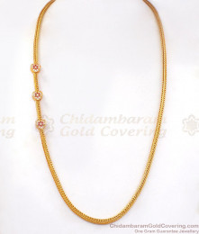 Double Sided Ruby White Stone Heart Design Mugappu Chain MCH1013