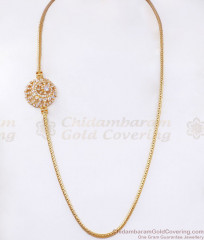 1 Gram Gold Side Pendant Chain Full White Stone Jewelry MCH1057 1 Gram Gold Side Pendant Chain Full White Stone Jewelry MCH1057