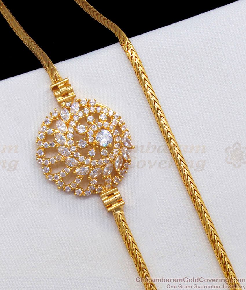 1 Gram Gold Side Pendant Chain Full White Stone Jewelry MCH1057