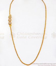 Latest Gold Mugappu Side Pendant Chain With White Stone MCH1063 Latest Gold Mugappu Side Pendant Chain With White Stone MCH1063