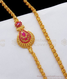 Attractive Ruby Gold Plated Mugappu With Dhasavatharam Chain MCH1069 Attractive Ruby Gold Plated Mugappu With Dhasavatharam Chain MCH1069