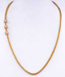 Semi Precious White Stone Gold Mugappu Designs With Chains MCH1305 Semi Precious White Stone Gold Mugappu Designs With Chains MCH1305